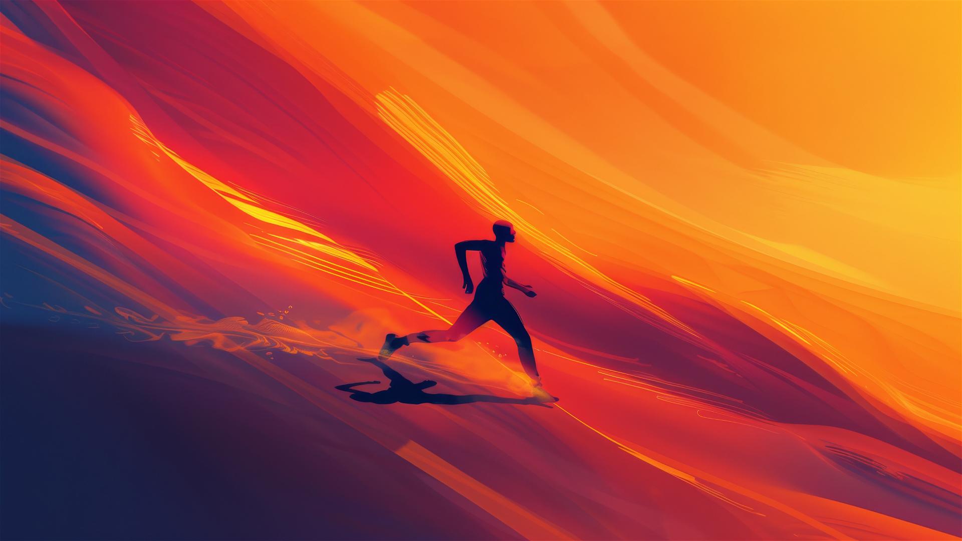 angular man in dynamic neon-lit sandstorm