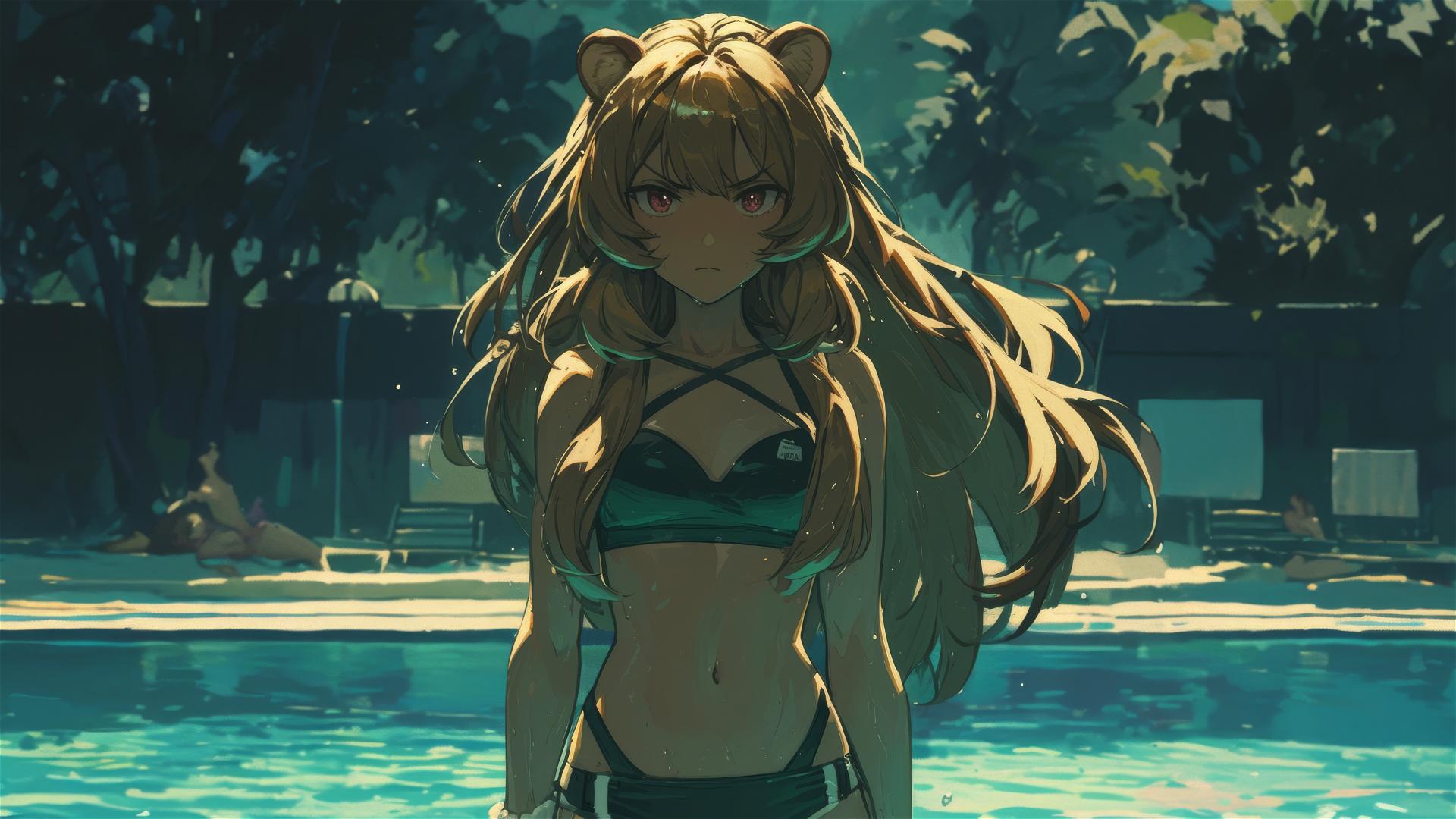 Raphtalia from The Rising of the Shield Hero standing in a pool under moonlight