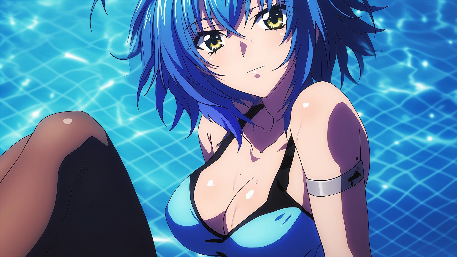 Xenovia from High School DxD swimming in moonlit pool