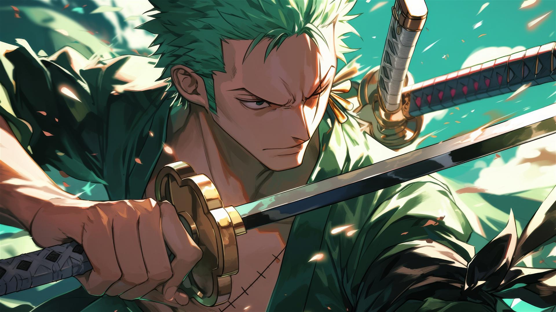 Roronoa Zoro from One Piece in action pose