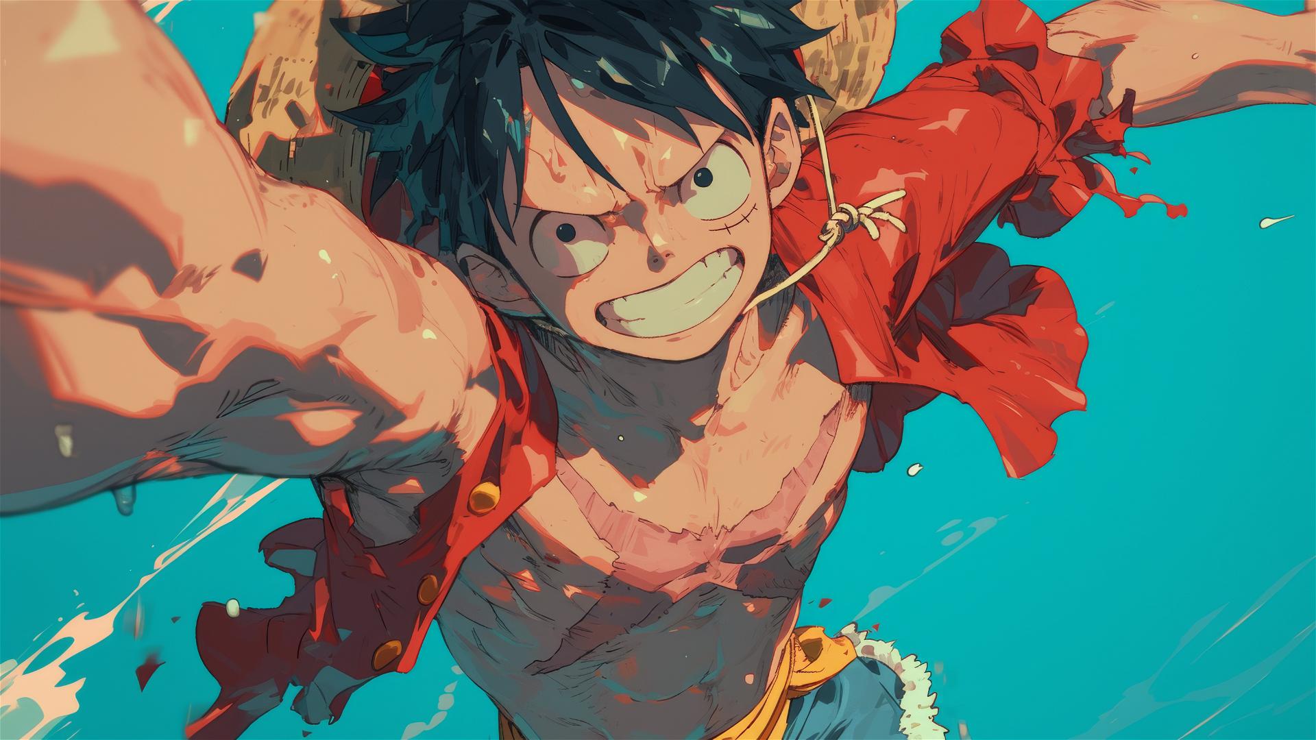 Overhead shot of Luffy from One Piece