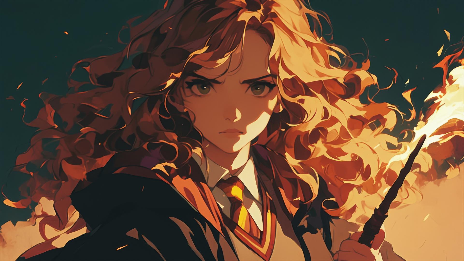 Isolated Hermione Granger artwork with dark background and spotlight effect