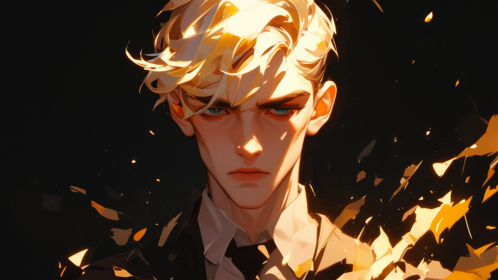 Draco Malfoy from Harry Potter illustration on dark background with spotlight