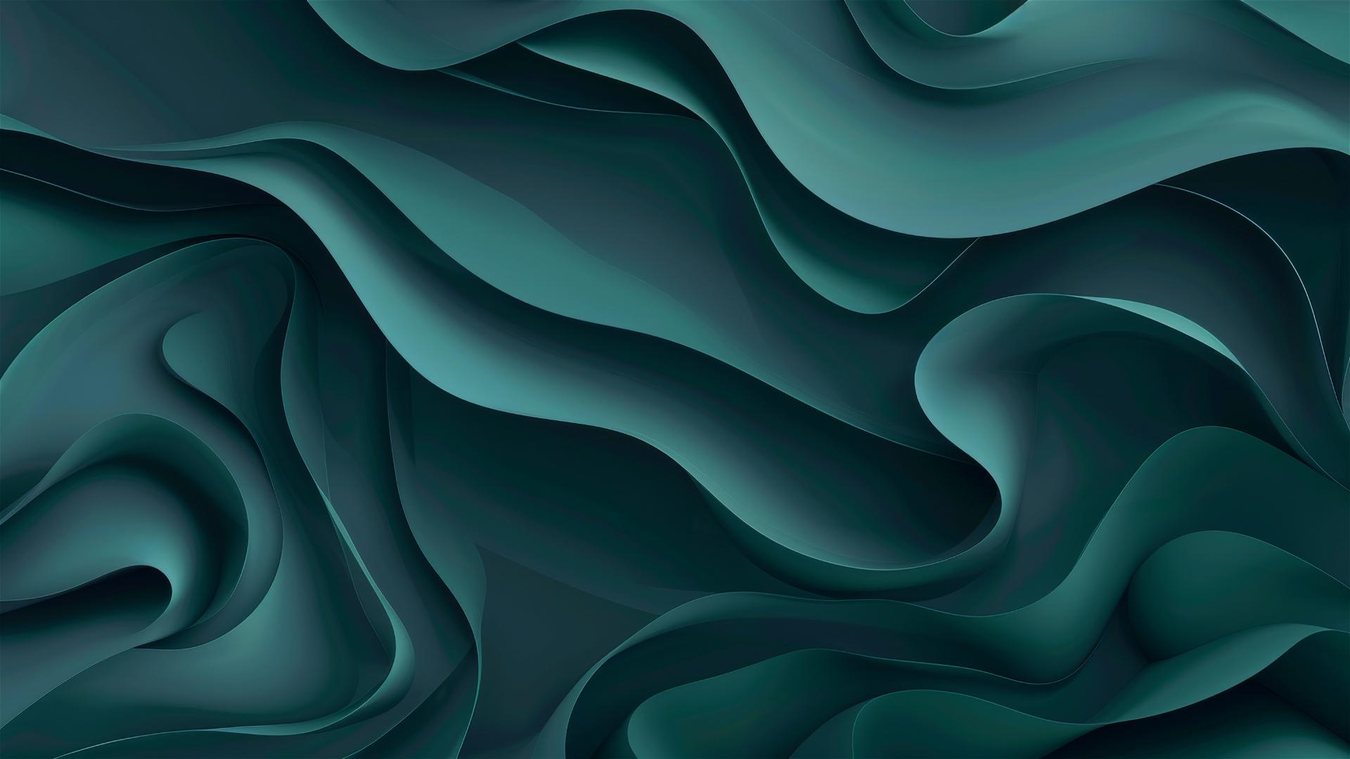 Elegant dark teal flow shapes on iPhone background