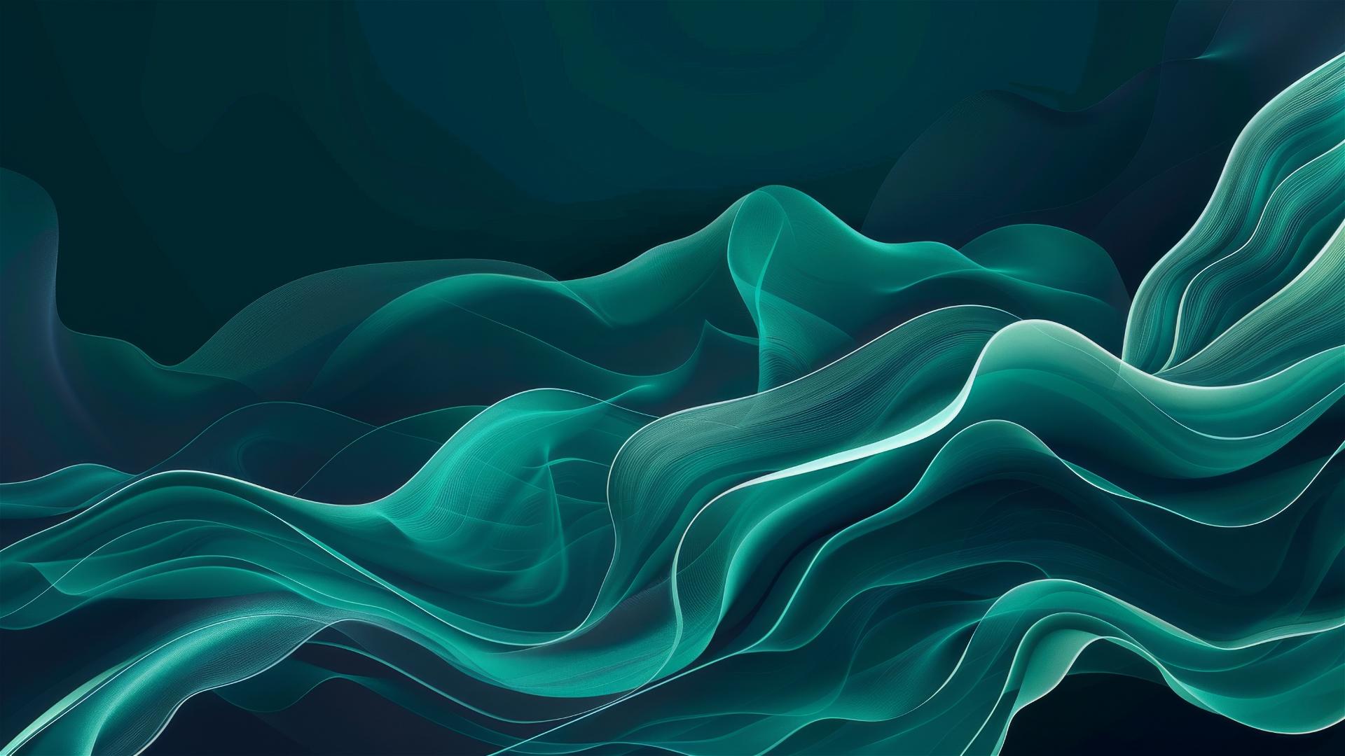 Dark teal flowing shapes on iPhone background