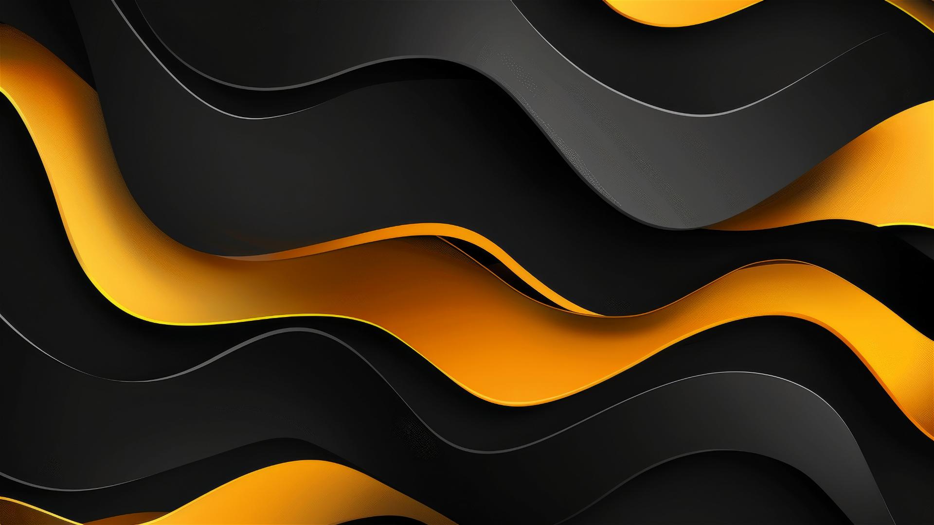Elegant minimalistic iPhone background with black mustard flowing shapes
