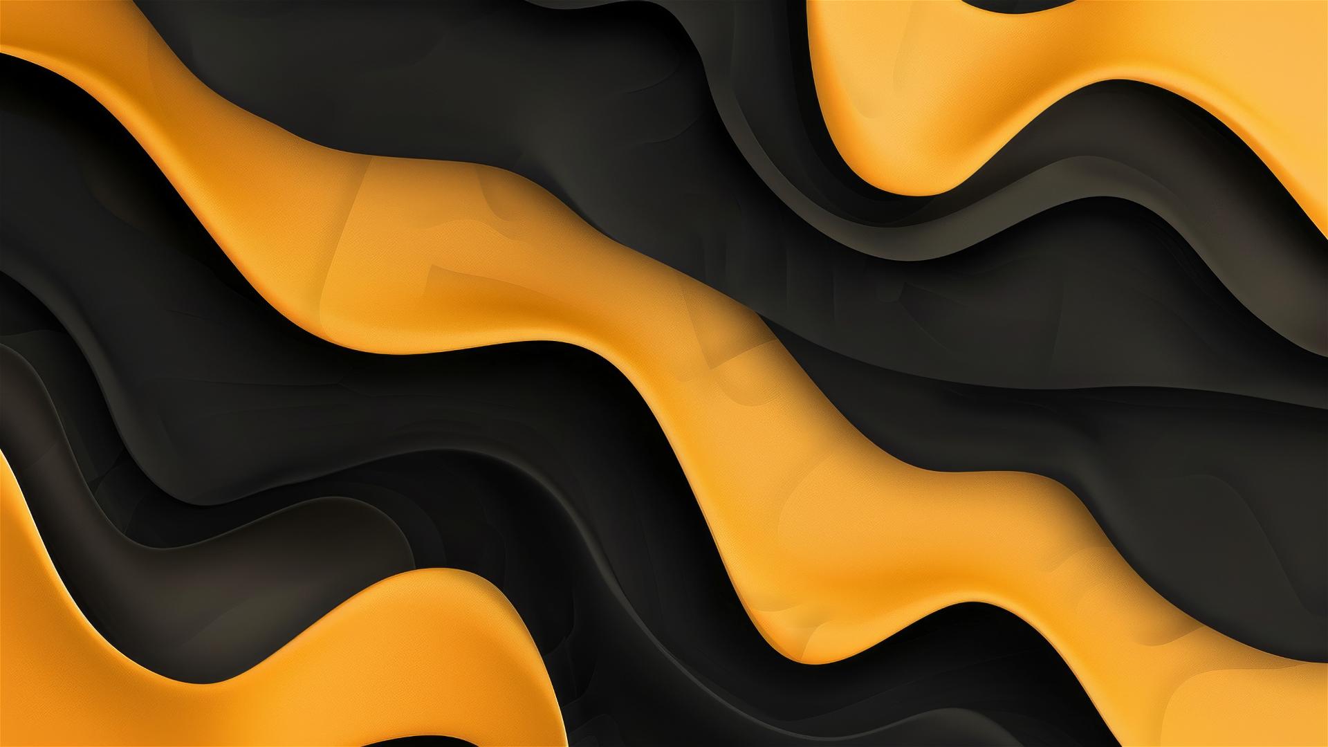 Black mustard color flowing shapes on iPhone