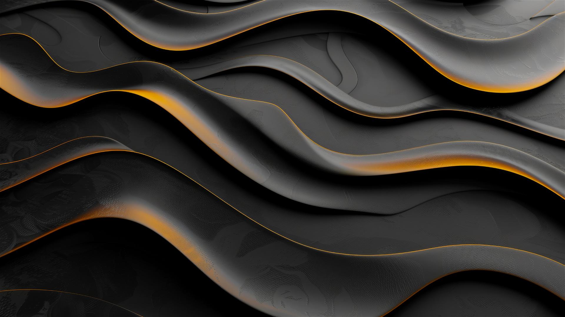Minimalistic elegant iPhone background with black mustard flowing shapes