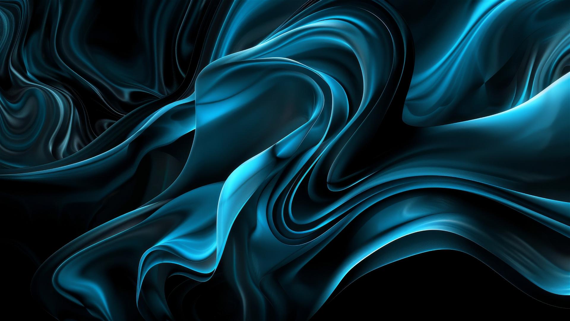 Black and azure flowing shapes on iPhone