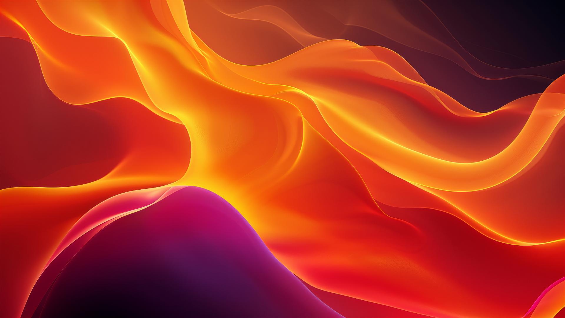 Dark tangerine flowing shapes on a minimalistic backdrop