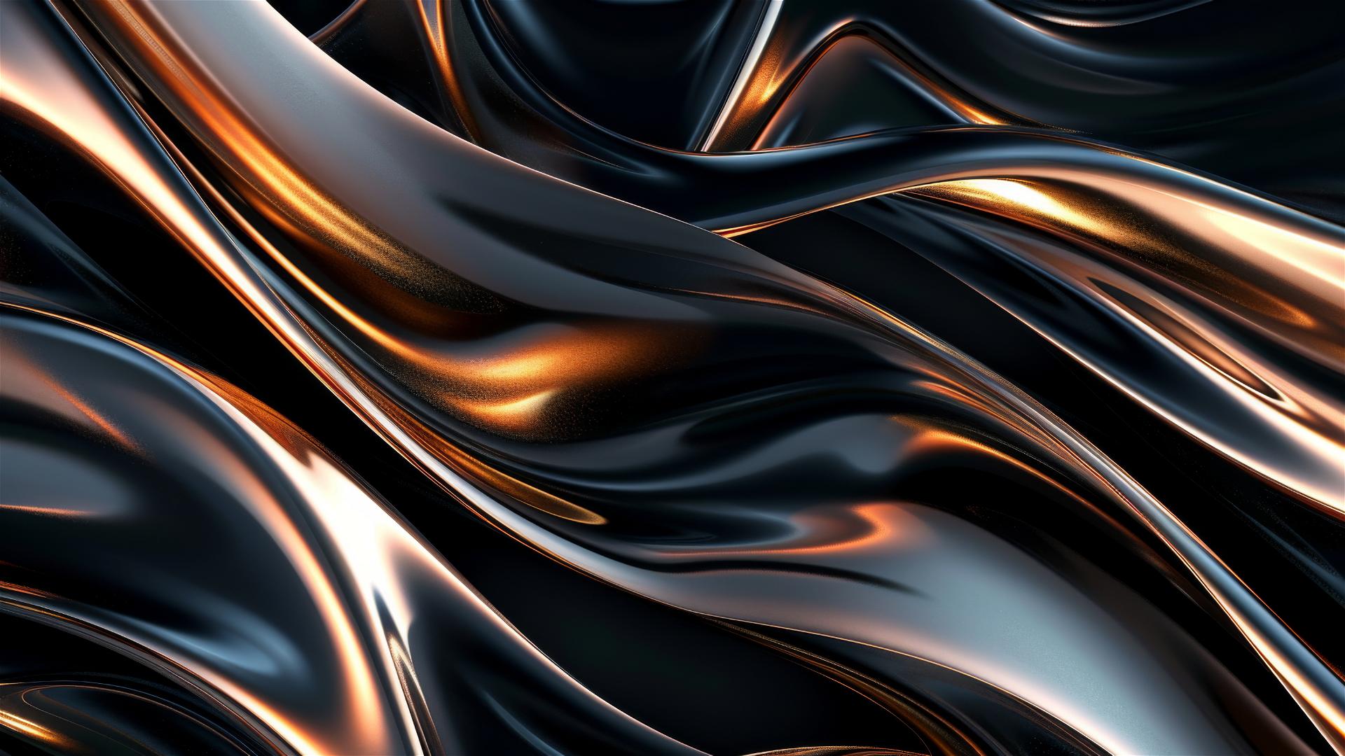 Black and copper flowing shapes on iPhone