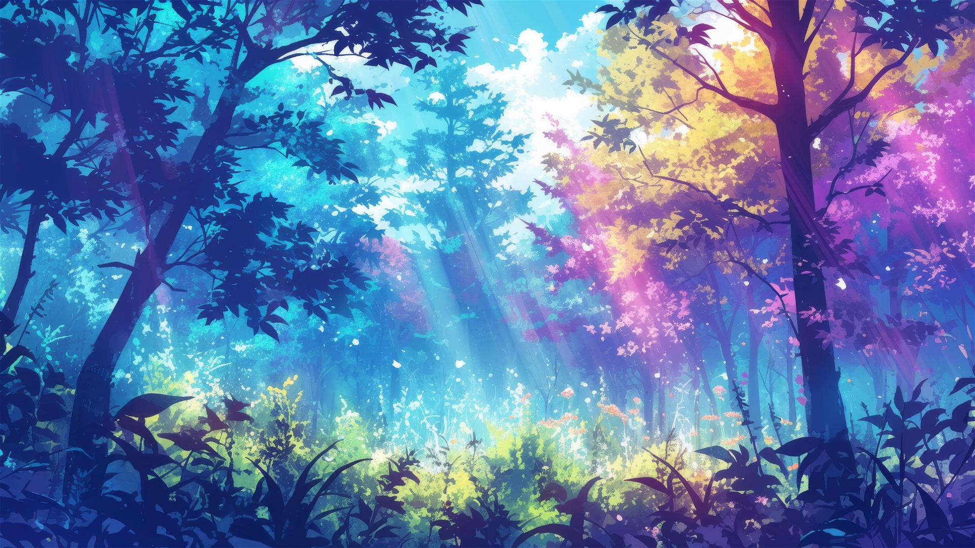 Multicolored shadows in a shadow forest with unique translucent leaves