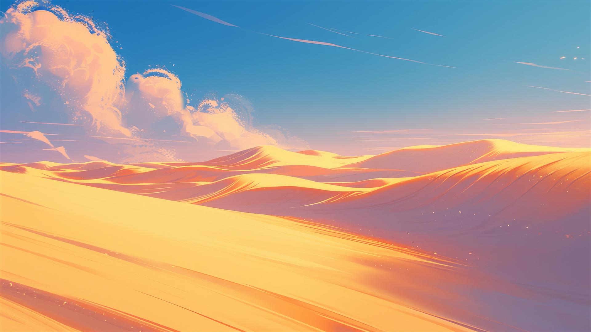 Whispering dunes with shifting sand patterns murmuring with the wind