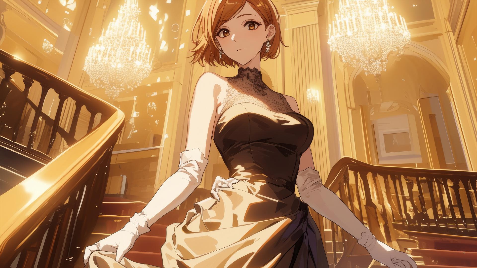 Nobara Kugisaki from Jujutsu Kaisen in a gown at Tokyo gala