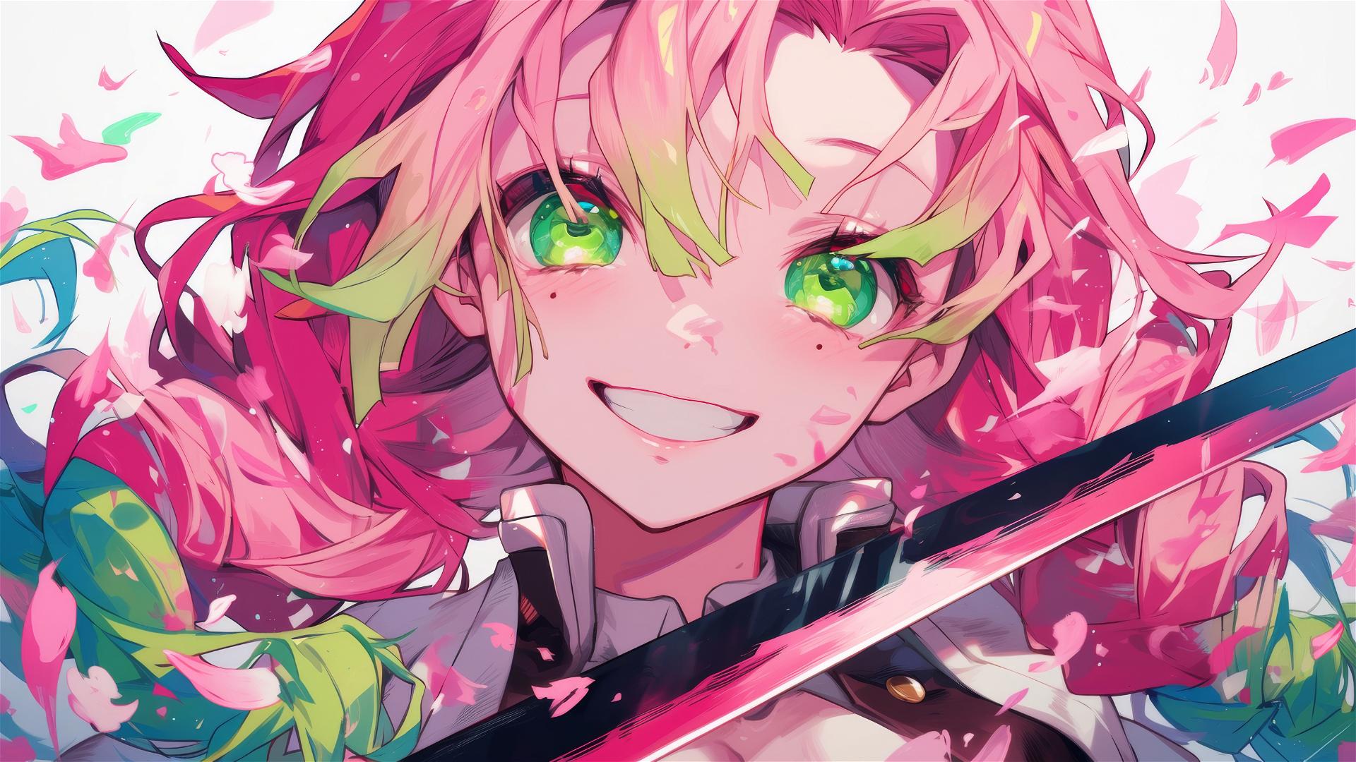 Mitsuri Kanroji from Demon Slayer in anime style