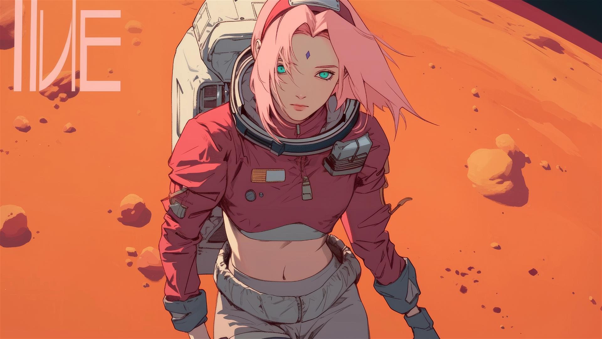 Sakura Haruno in space suit on Mars