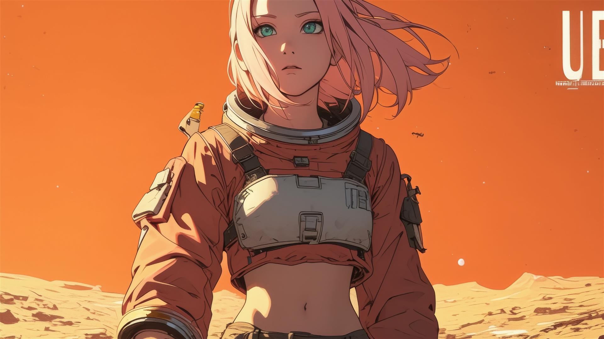 Sakura Haruno in a space suit on Mars