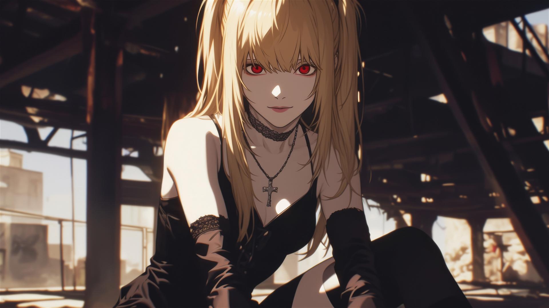 Misa Amane with red eyes from Death Note series