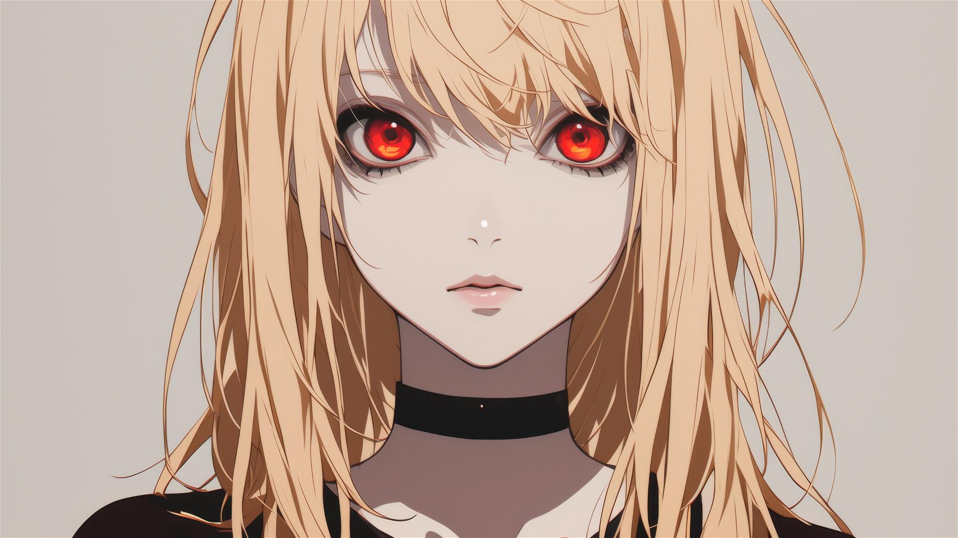 Misa Amane from Death Note with red eyes