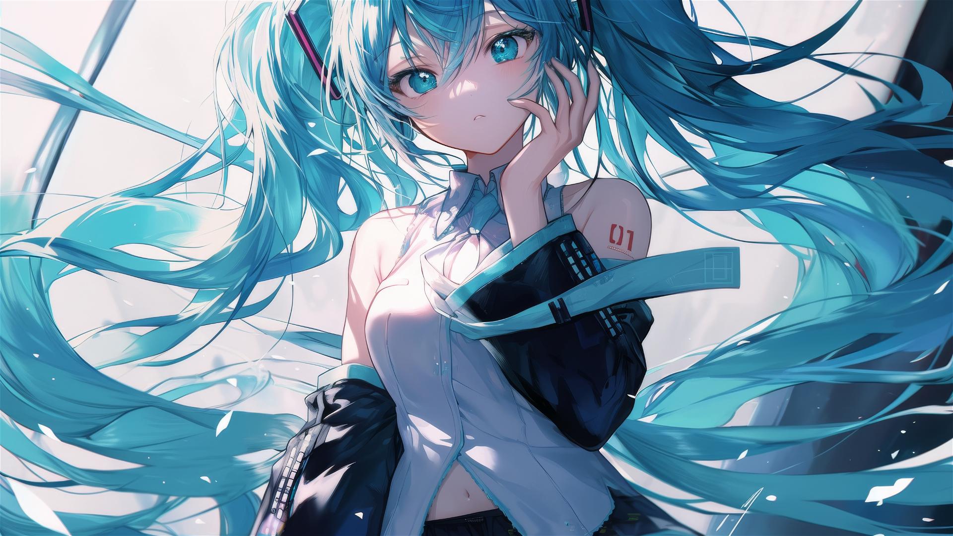 Hatsune Miku from Vocaloid in a dynamic pose