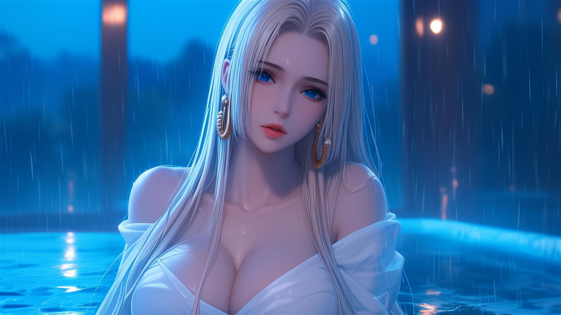 Boa Hancock from One Piece resting in her apartment under moonlight