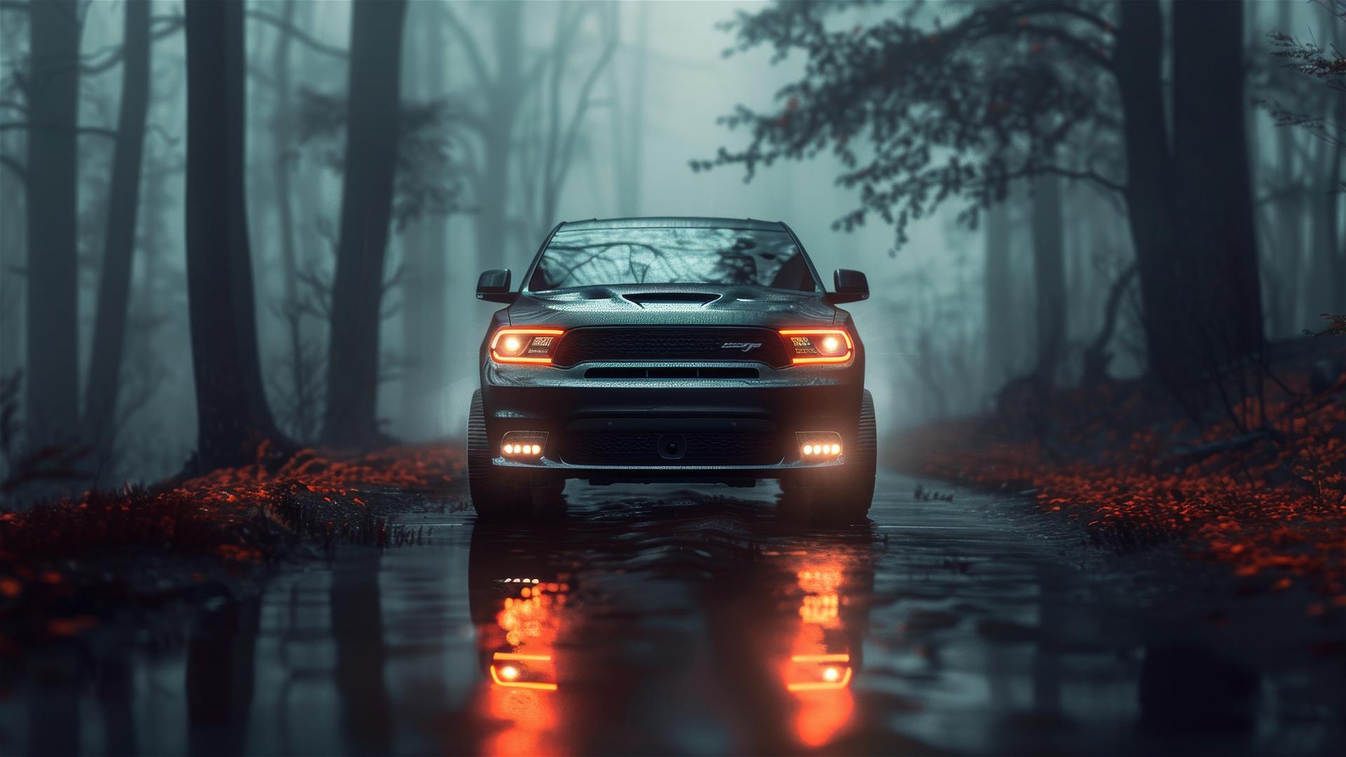 Dodge Durango in dim, gothic lighting