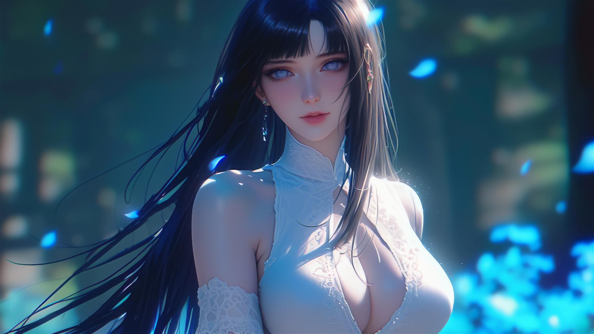 Hinata Hyuga strolls in a garden with sunlight casting a soft glow.