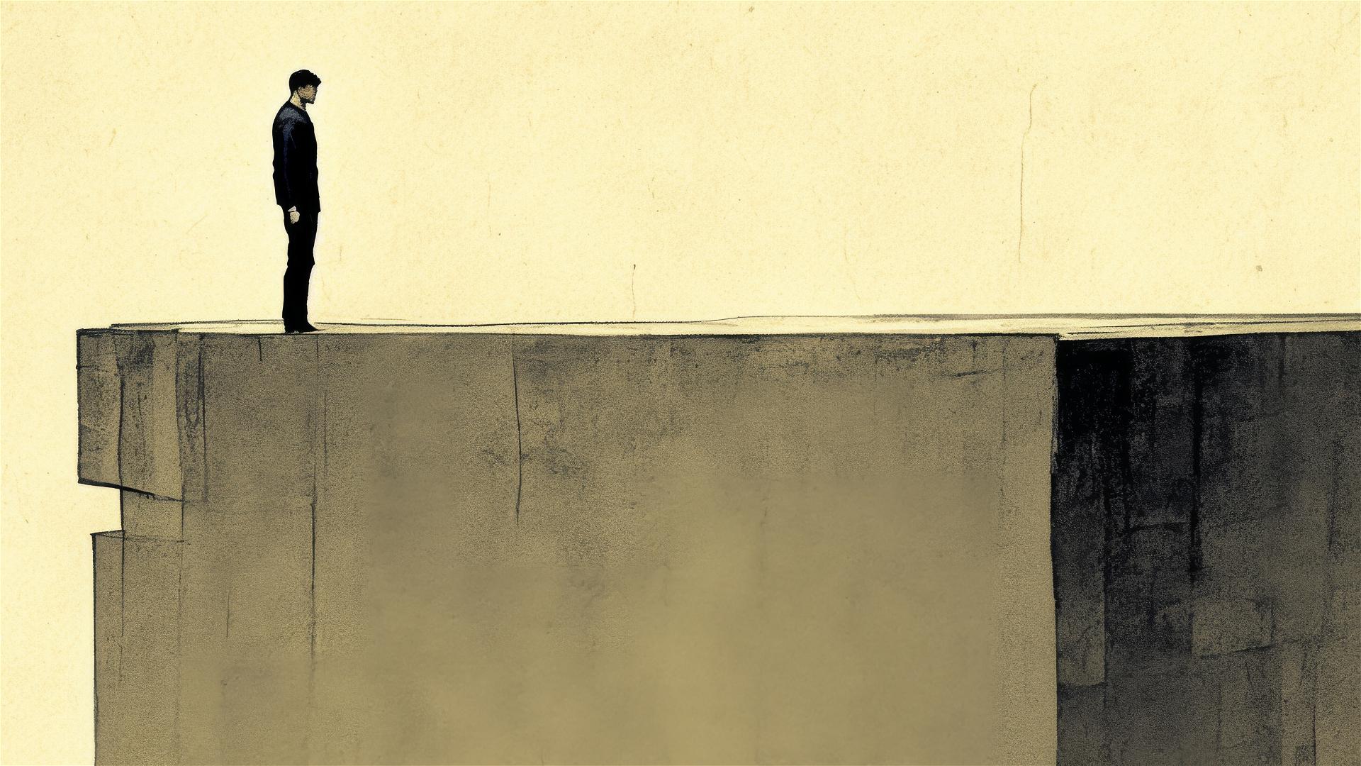 Minimalist block print depicting a life not desired