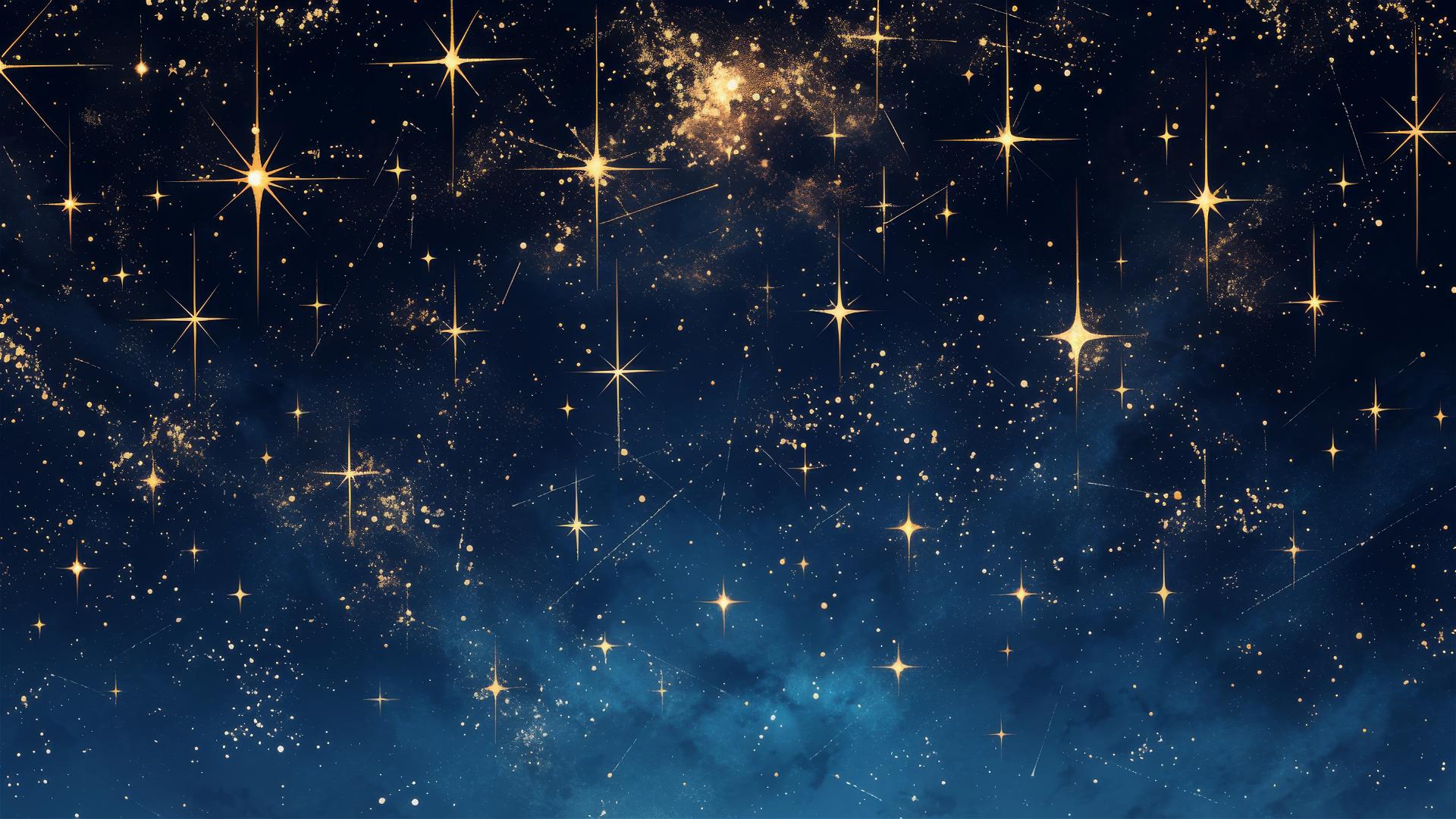 Aesthetic night sky with a tiara shaped star pattern against the black cosmos