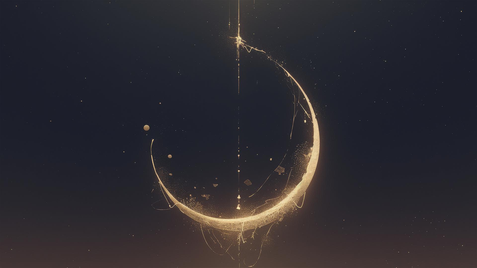 Thin crescent moon on a dark background