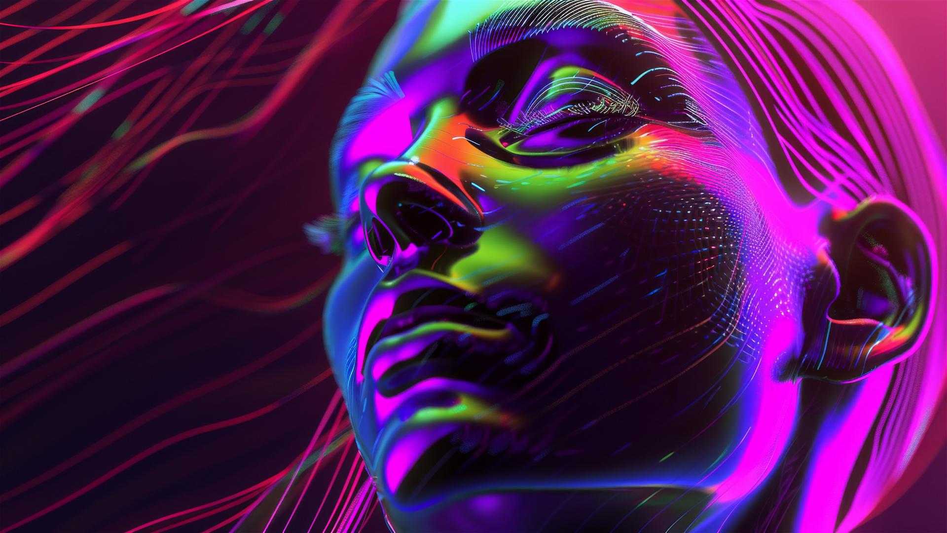 Photo-realistic chrome astronaut illustration with a prismatic rainbow and dreamlike mood