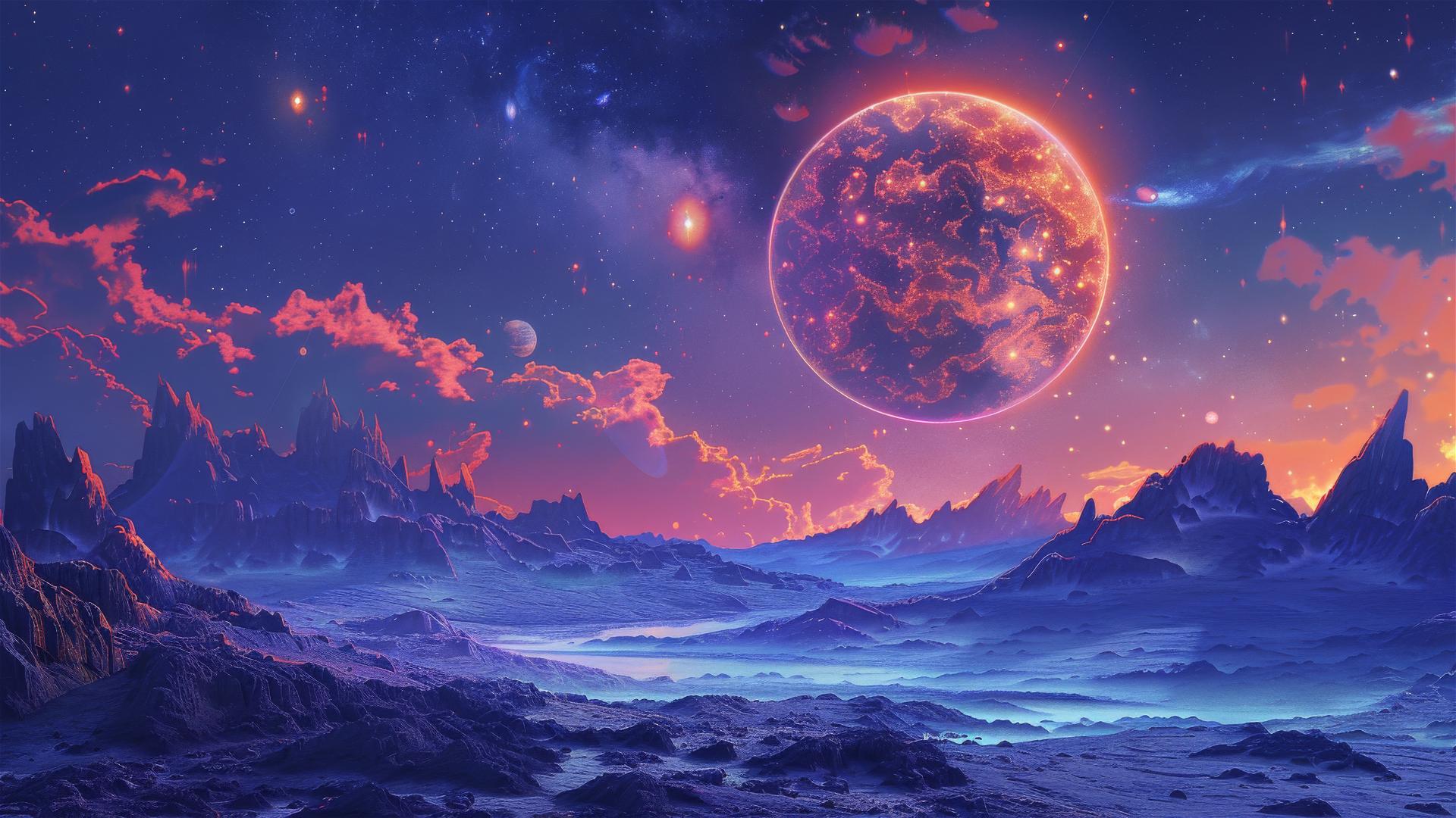 Alien planet with UFO in 4K resolution
