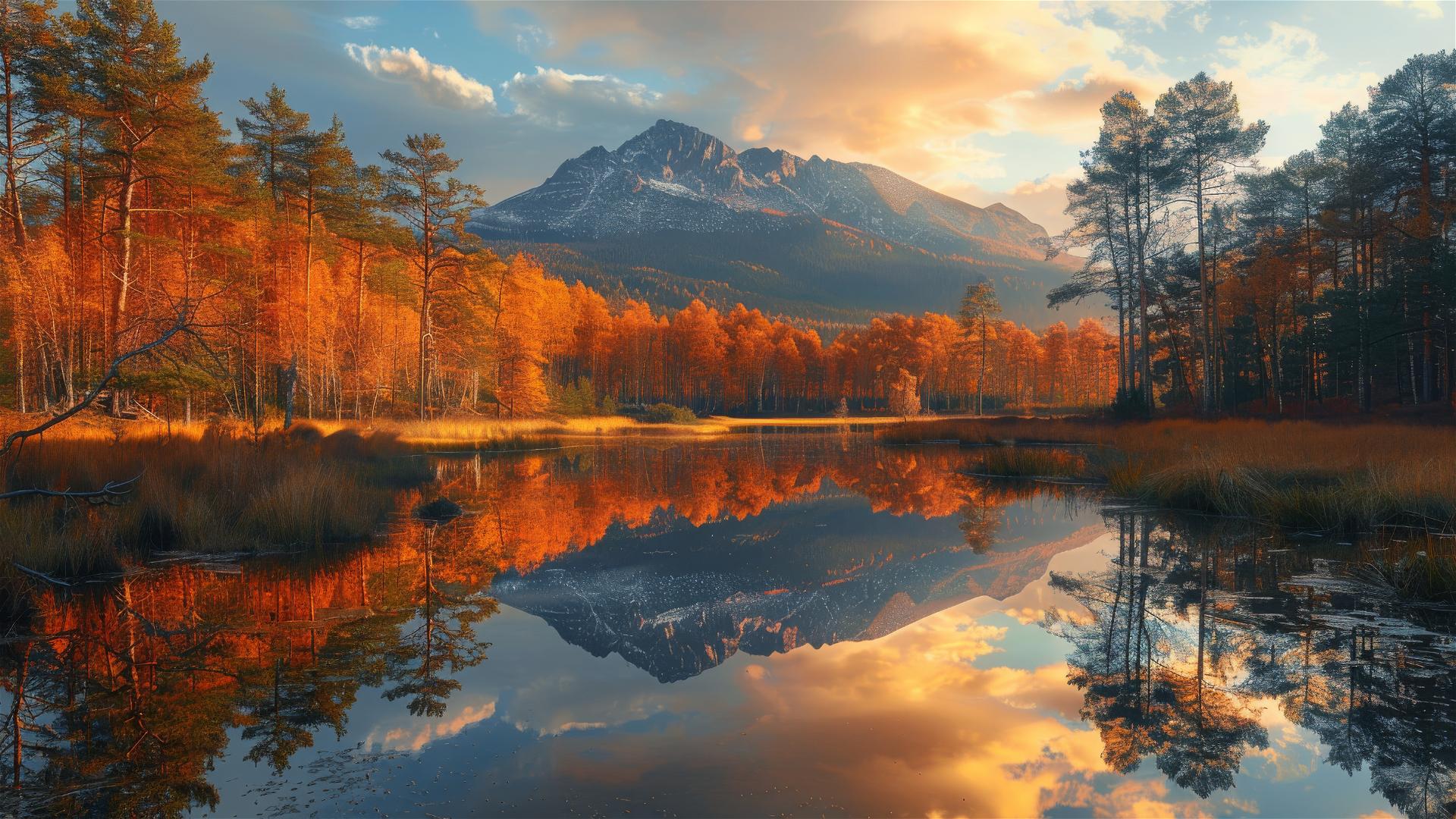 Perfect landscape with serene reflections