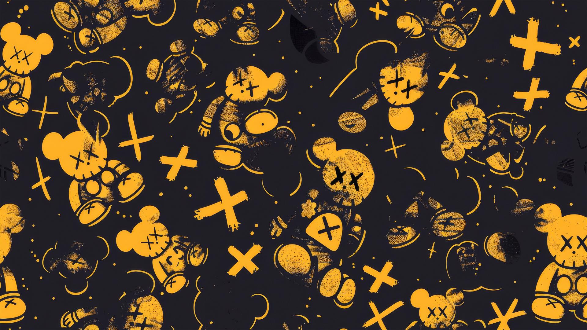 Colorful KAWS graffiti pattern