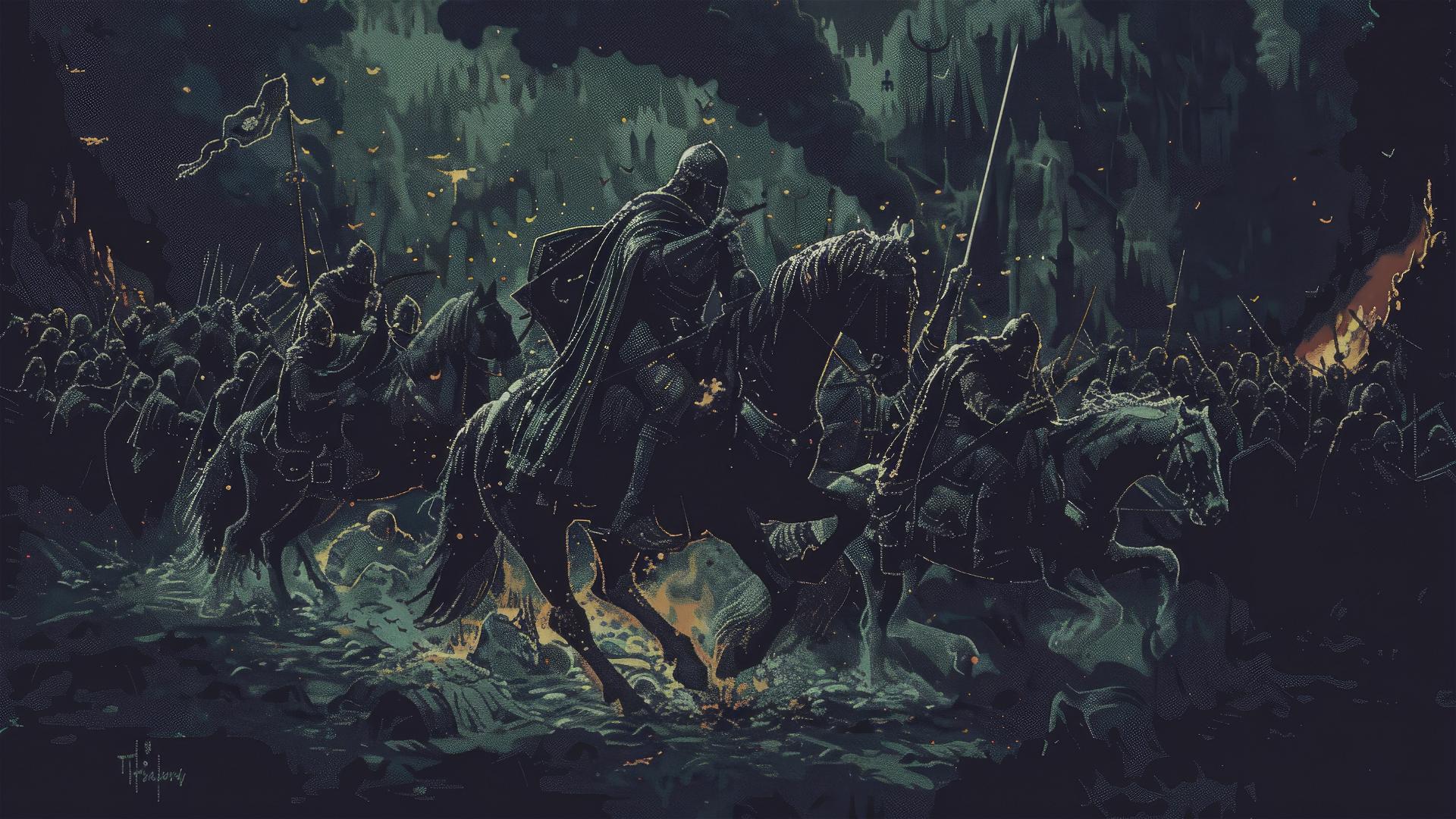 The Lord of the Rings: War of Rohirrim pixel art on dark background