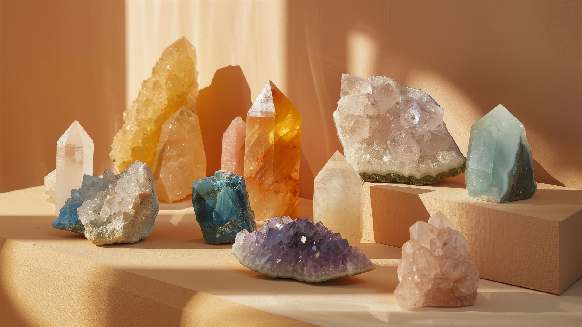 Healing crystals mockup emphasizing negative space.