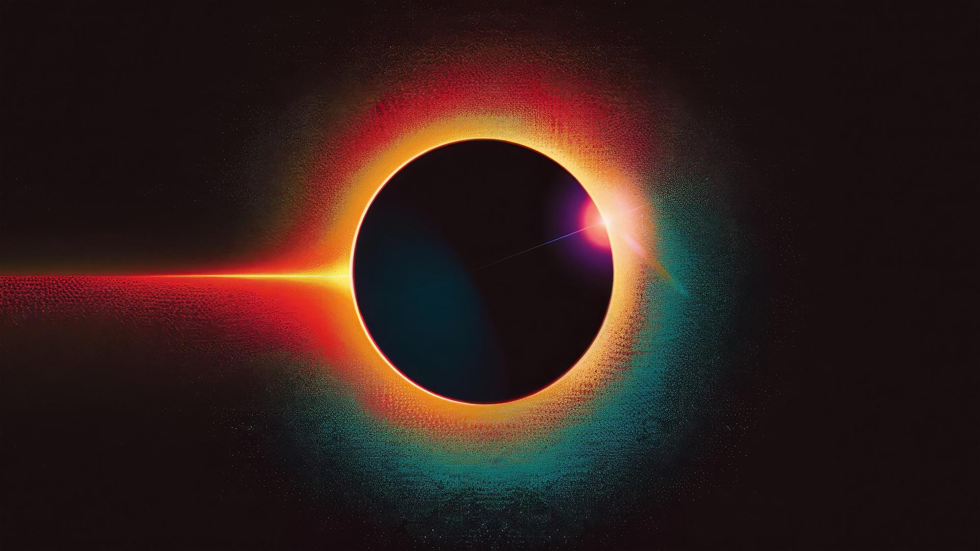 Hyperrealistic colored pencil art of a solar eclipse with vivid colors and dramatic shadows.