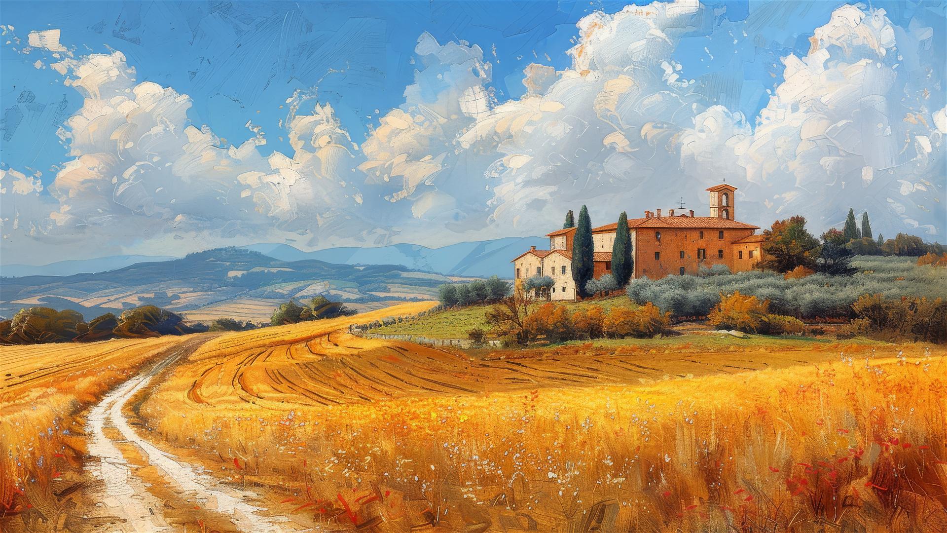 Tuscany landscape in Impressionist style