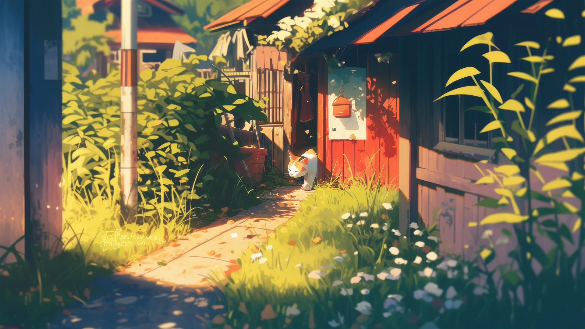 Cute cat playing in yard