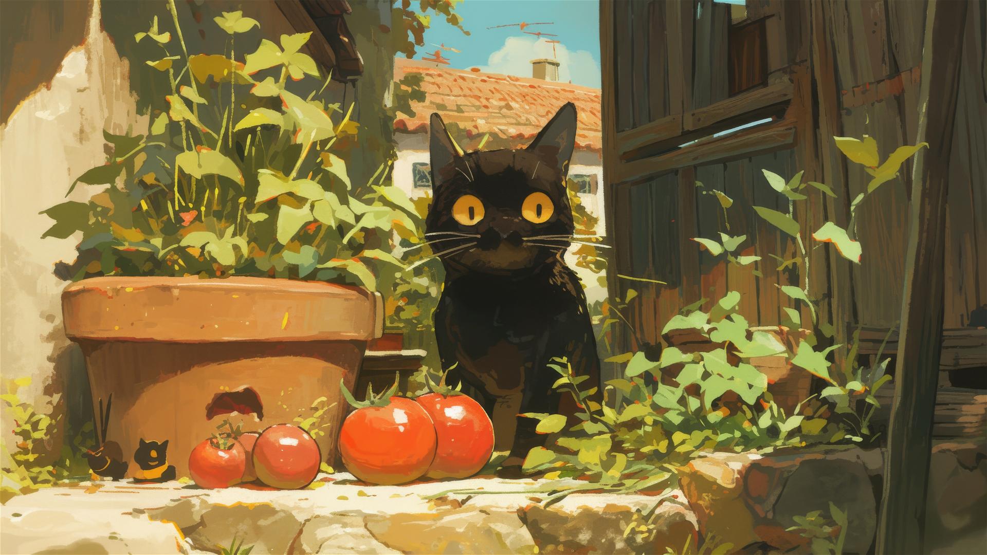 Cute cat playing in yard