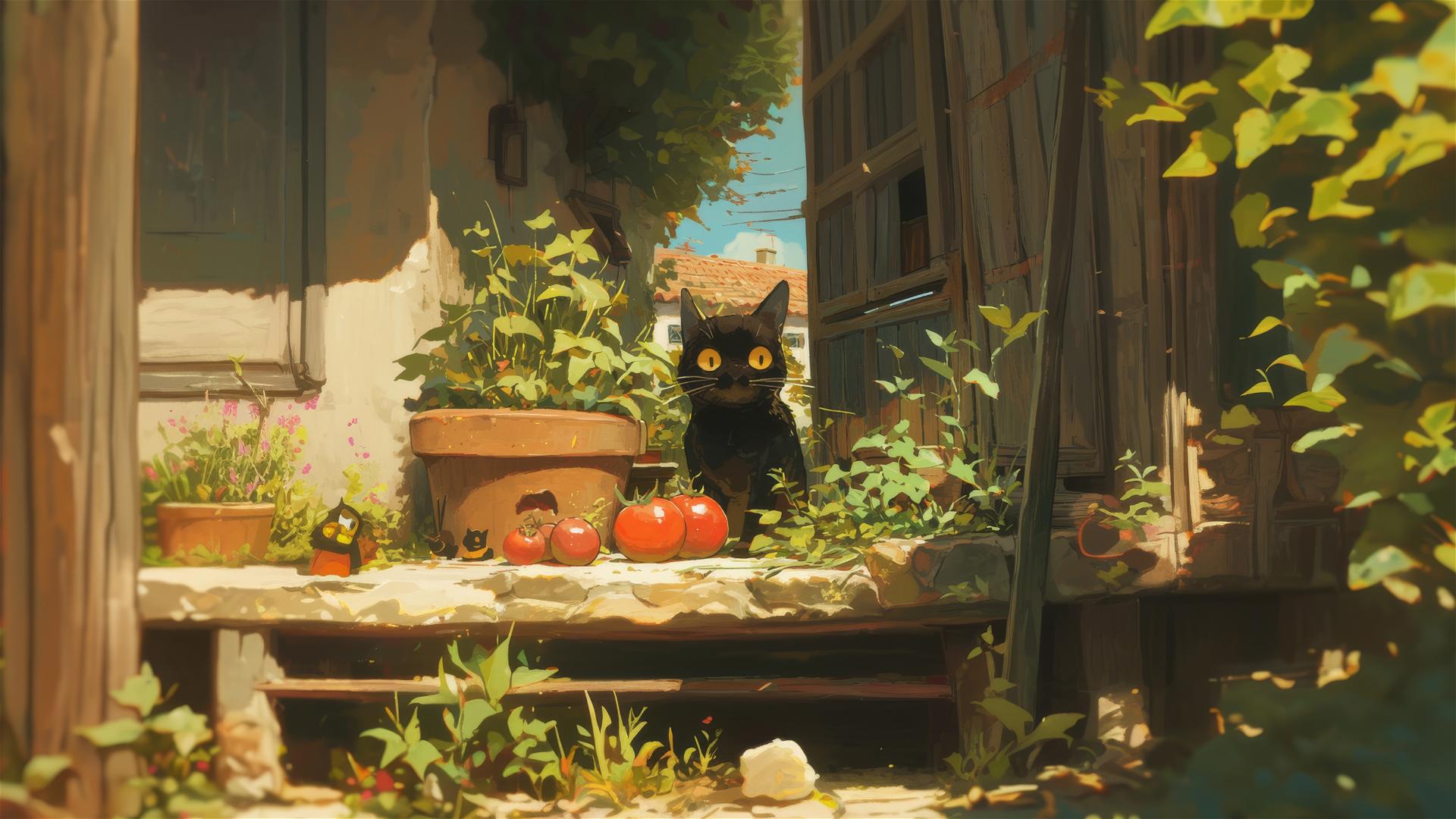 Cute cat playing in yard