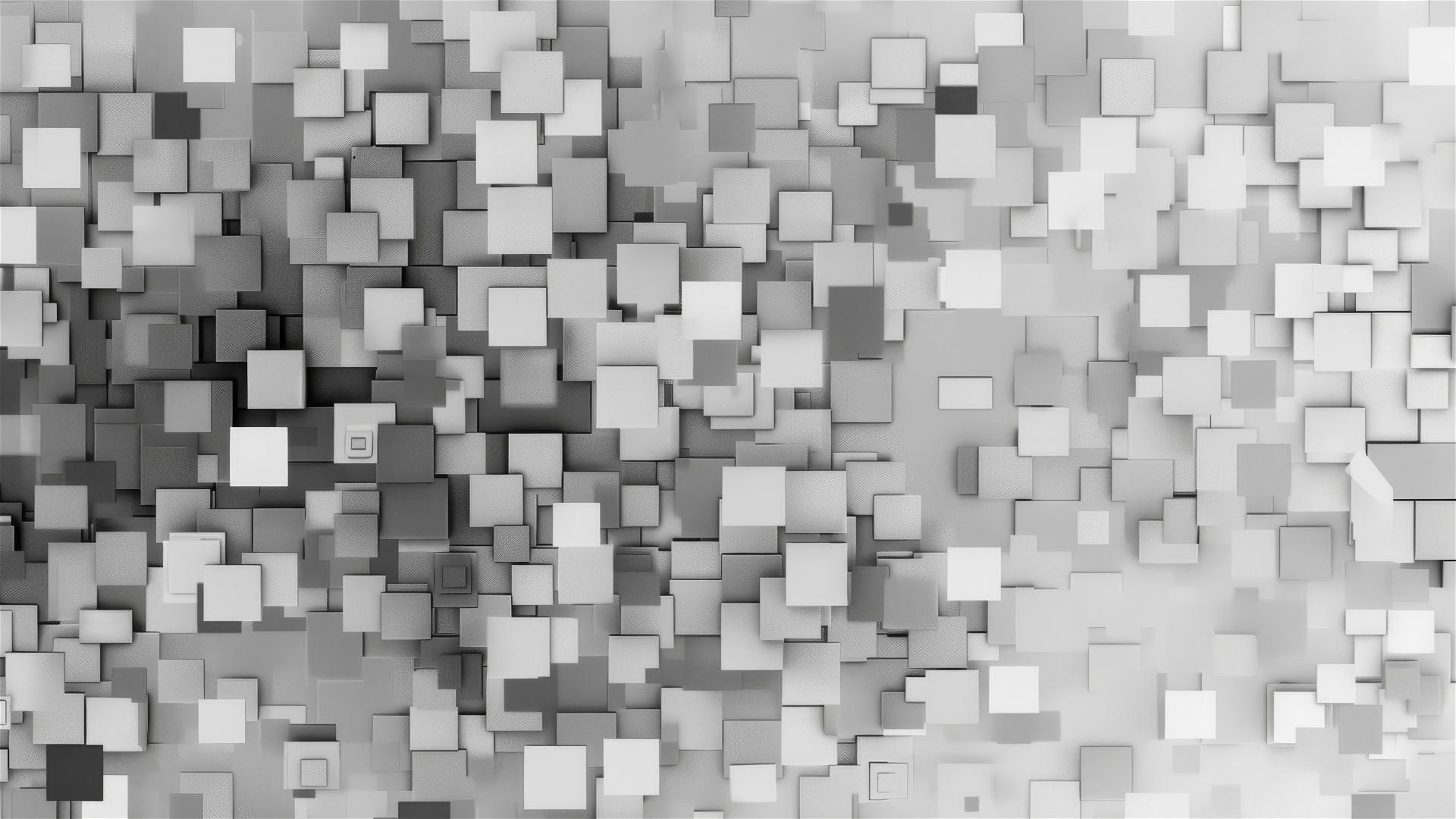 pixelated black and white squares with no lines, chaotic style