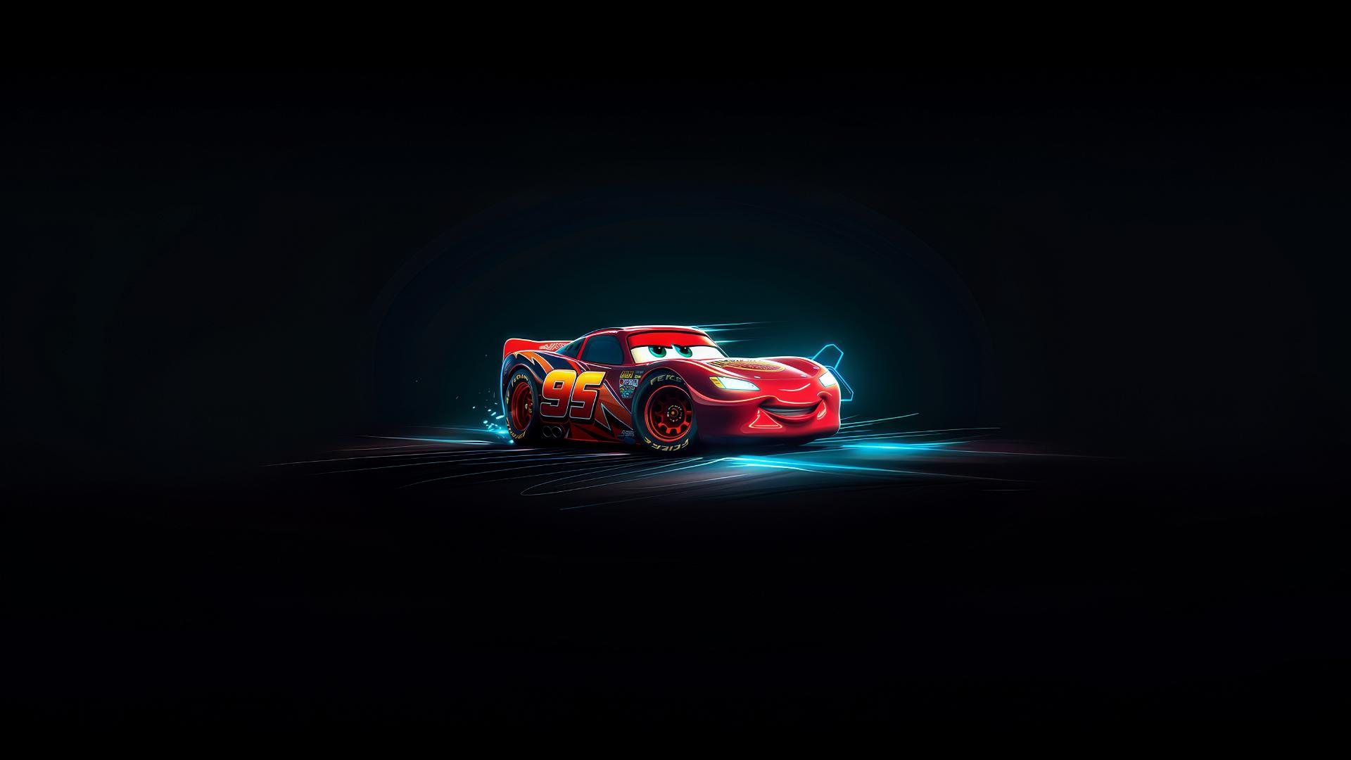 Pixar-style Lightning McQueen from Harry Potter with spotlight
