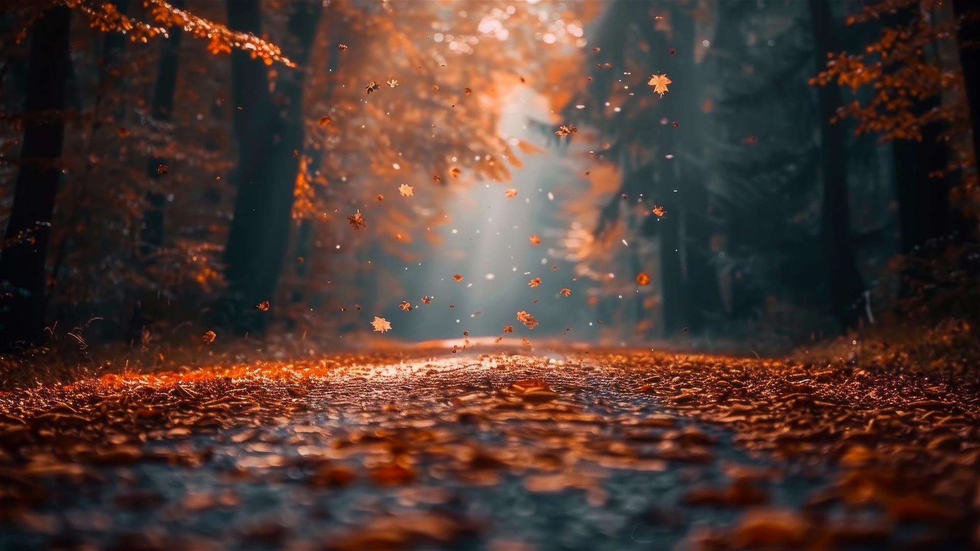 Autumn aesthetic background with vibrant foliage in 4K resolution.