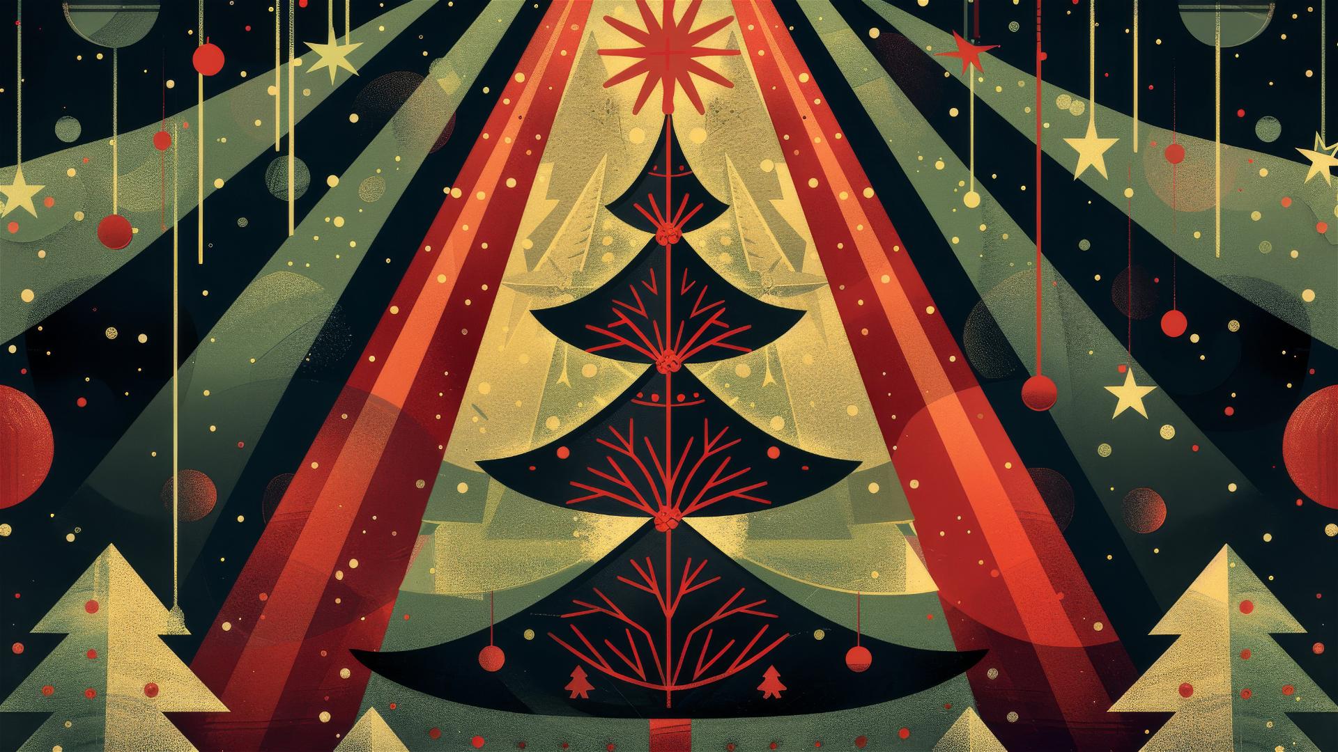 Art Deco style Christmas poster with festive design elements