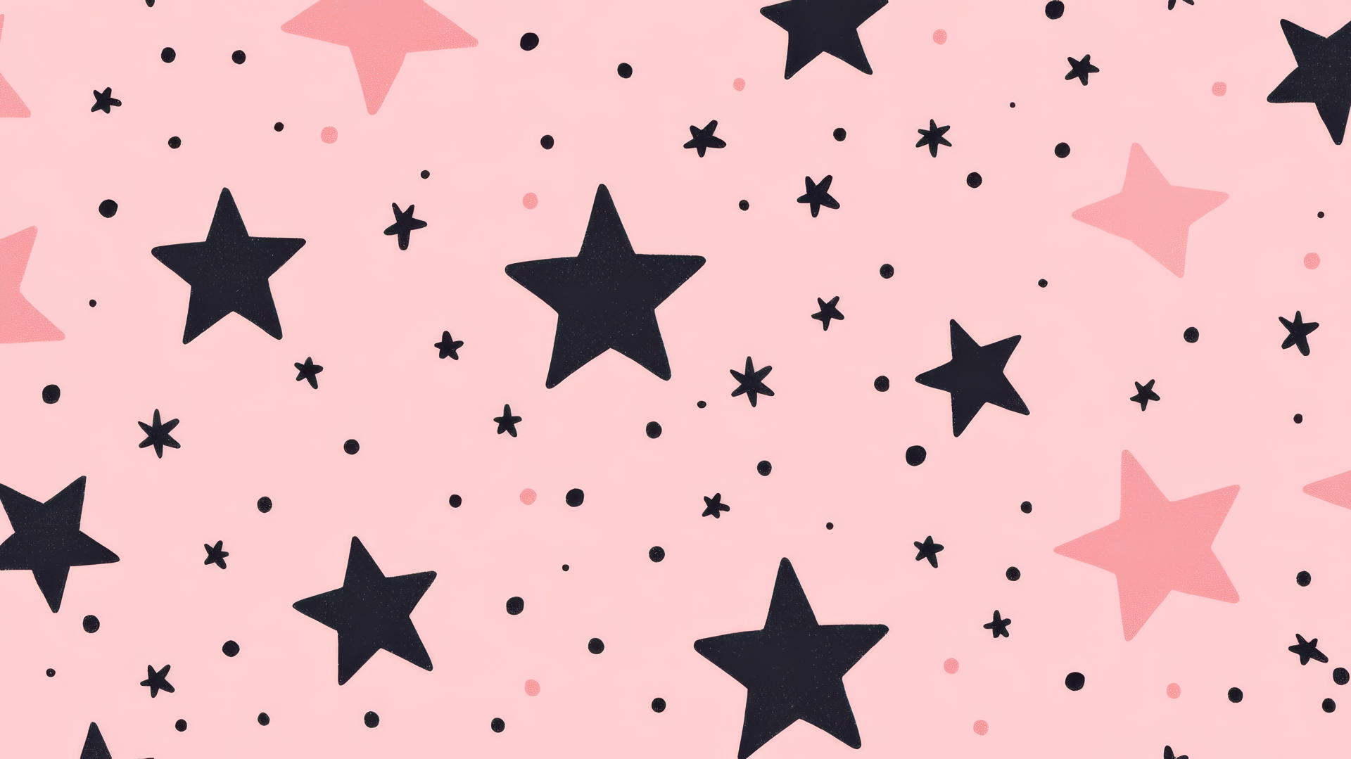 preppy wallpaper with pink stars and black dots on pastel pink background