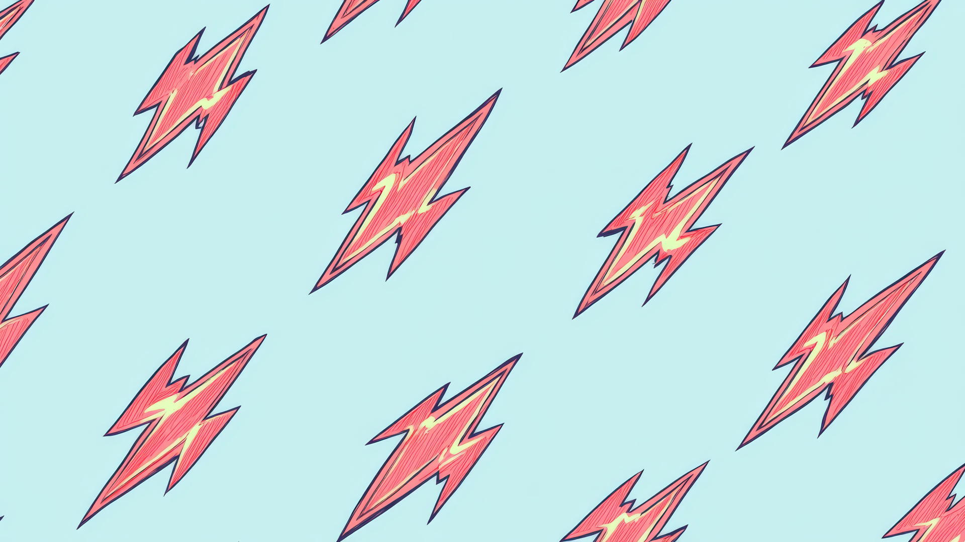preppy wallpaper with bright red lightning bolts on a pastel blue background