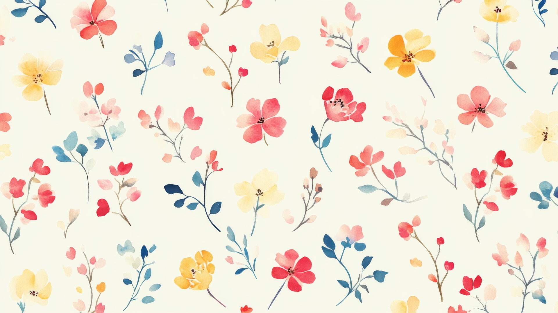 preppy wallpaper with small pastel flowers on cream background in a cute retro style