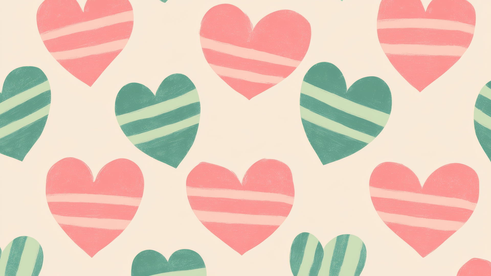 preppy wallpaper with retro Valentine's Day design, pink and green hearts