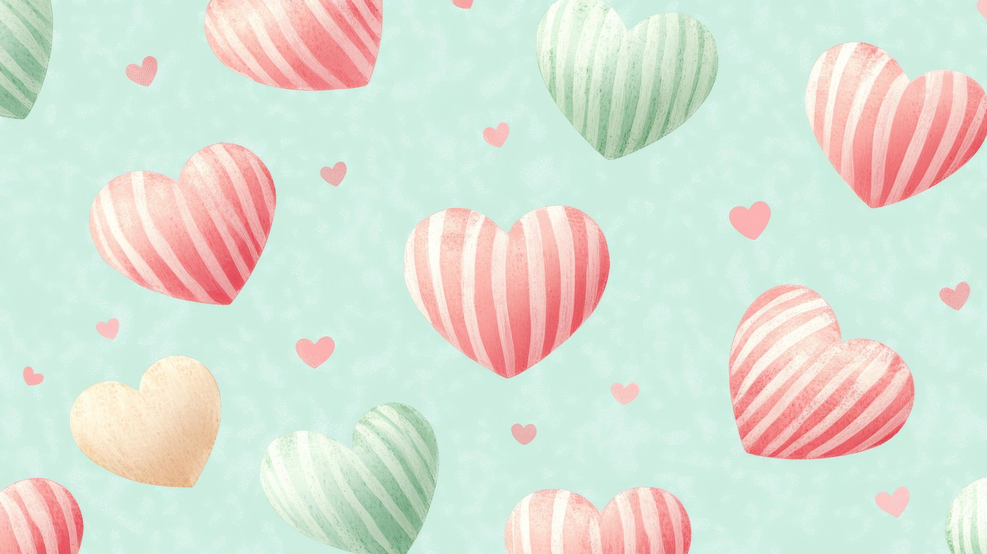 preppy wallpaper with retro Valentine's Day pattern featuring pink and green hearts